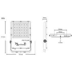 Schéma et dimensions projecteur Pulsar lens 400